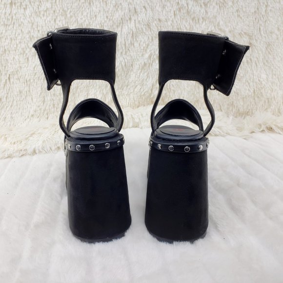 Camel 102 Stacked Black Velvet Platform Sandals Goth Punk Demonia Emo - Picture 5 of 10
